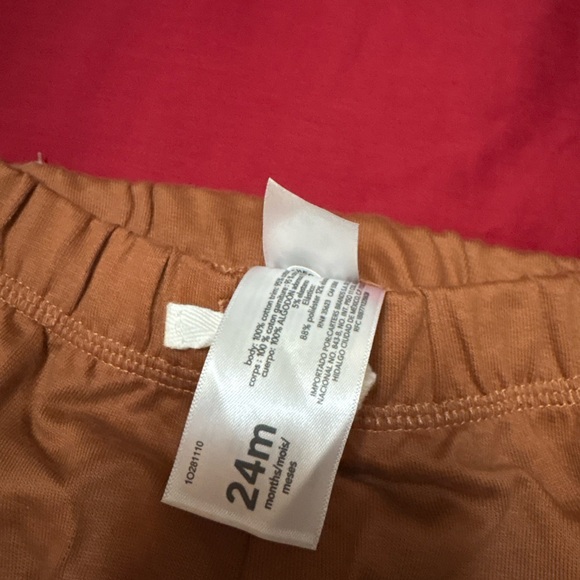 Carter's Tan Joggers with Blue Bow - Picture 2 of 3
